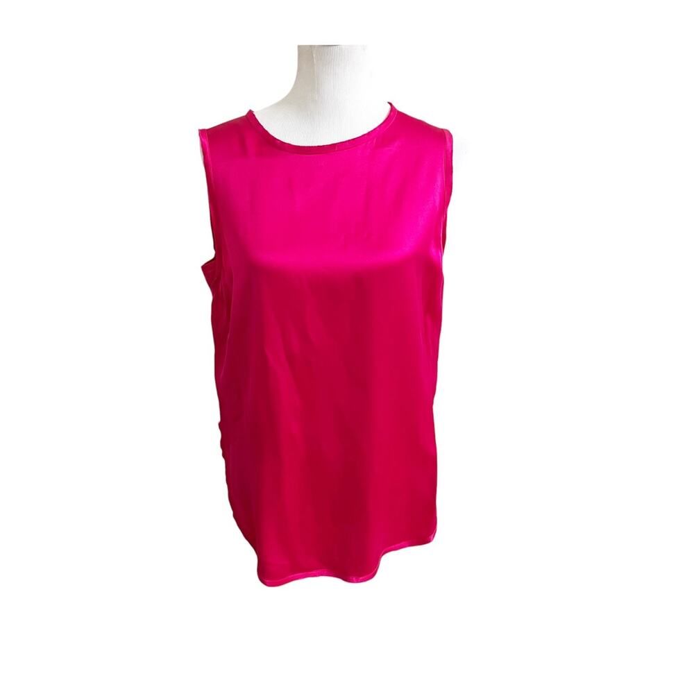 Vince Tunic Top Womens Medium Hot Pink Silk Satin Sleeveless Party Night Out